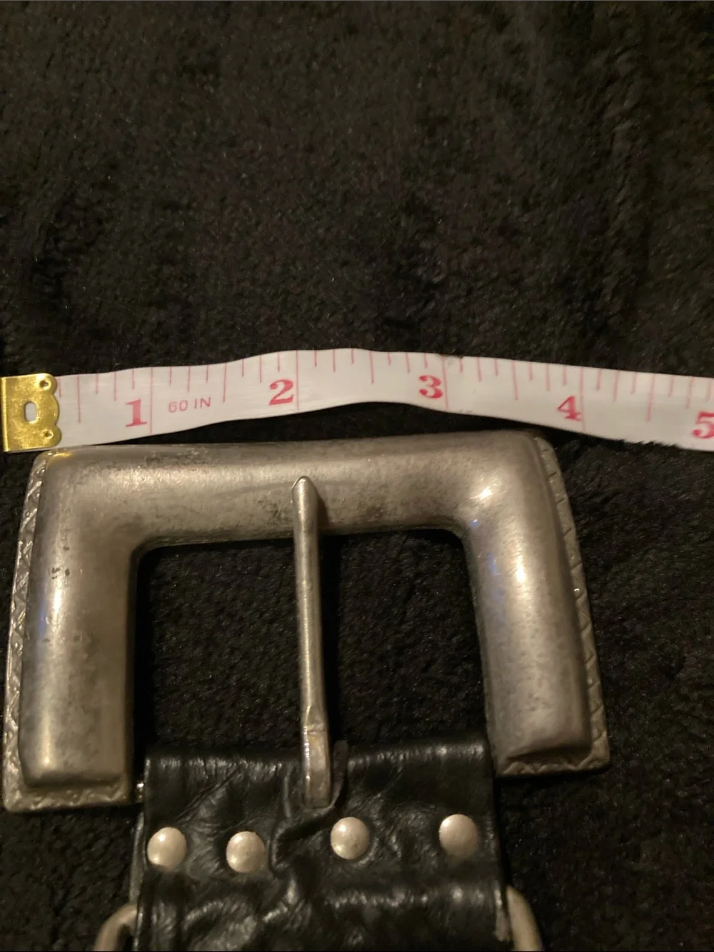 Vintage Black Leather Studded Belt with Silver-Tone Buckle